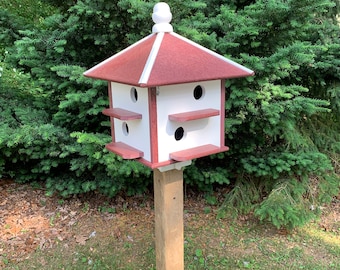 Amish Handmade Purple Martin Birdhouse, 8 Hole Poly Composite