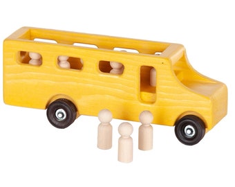 Small yellow wooden School Bus, School Bus, wooden School Bus, Toy School Bus, Amish made in the USA