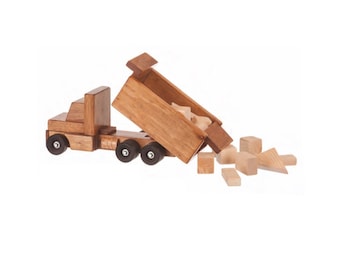 Wooden Dump Truck Toy, Dump Truck, Wooden Semi, Kid Safe Finish, Amish made in the USA
