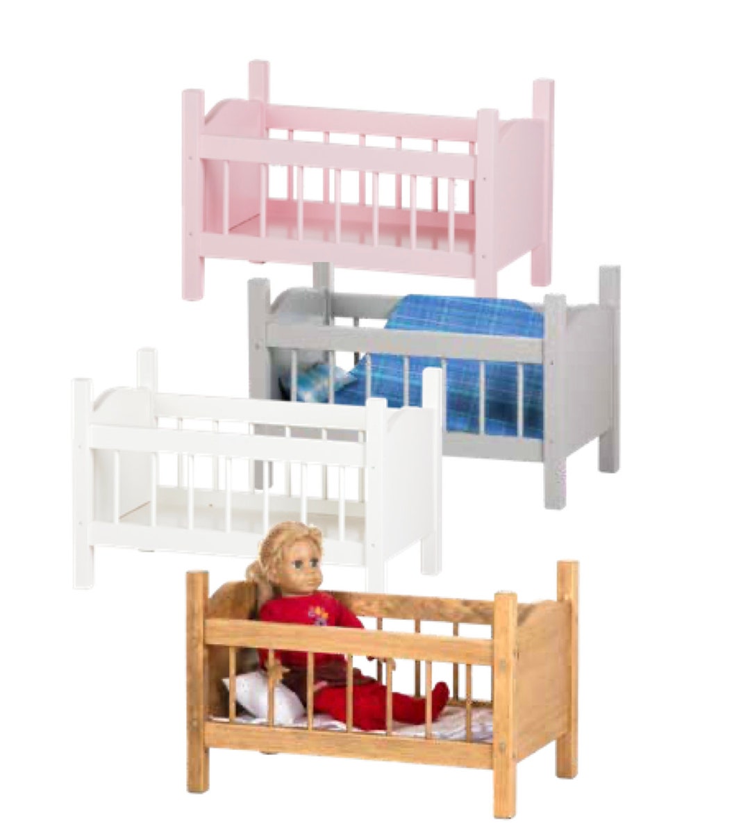 Wooden Doll Crib 18 Dolls Doll Bedding Included Doll Etsy
