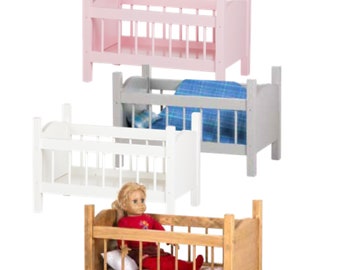 Wooden Doll Crib, 18&quot; Dolls, Doll Bedding Included, Doll Furniture, Toy Crib, Our Generation, Bitty Baby, American Girl Doll