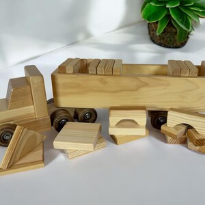 Wooden Semi Truck with Block Set, Wooden Truck and Trailer, Semi Truck, Wooden 18 wheeler, Semi, 18 Wheeler, Semi, Truck and Trailer
