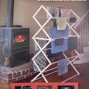 Wooden Clothes Drying Rack, Indoor Outdoor Laundry Room