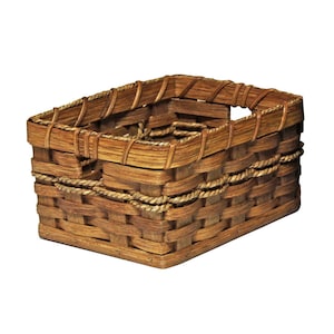 Custom Small Essentials Trinkets Basket w/ Hand Holes, Rectangle, Amish Hand Woven Basket, Handmade, Vanity, Wicker Rattan