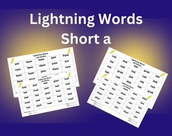 Word Family Lightning Words short a words -- 1st Grade