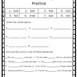 ad word family word work