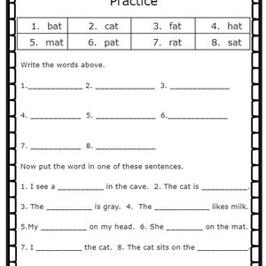 at word family word work