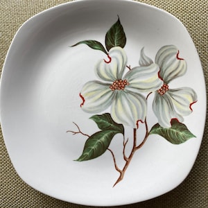 Plato de cena de cerámica artesanal estilo Midwinter de 25 cm, &quot;Dogwood&quot;, vintage de 1957, Reino Unido. LEER