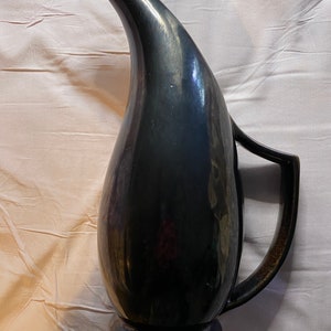 Brocca Redwing in ceramica grande con beccuccio allungato iridescente &quot;loto in bronzo&quot;, stile moderno di metà secolo, vintage, anni &#39;40, Canada