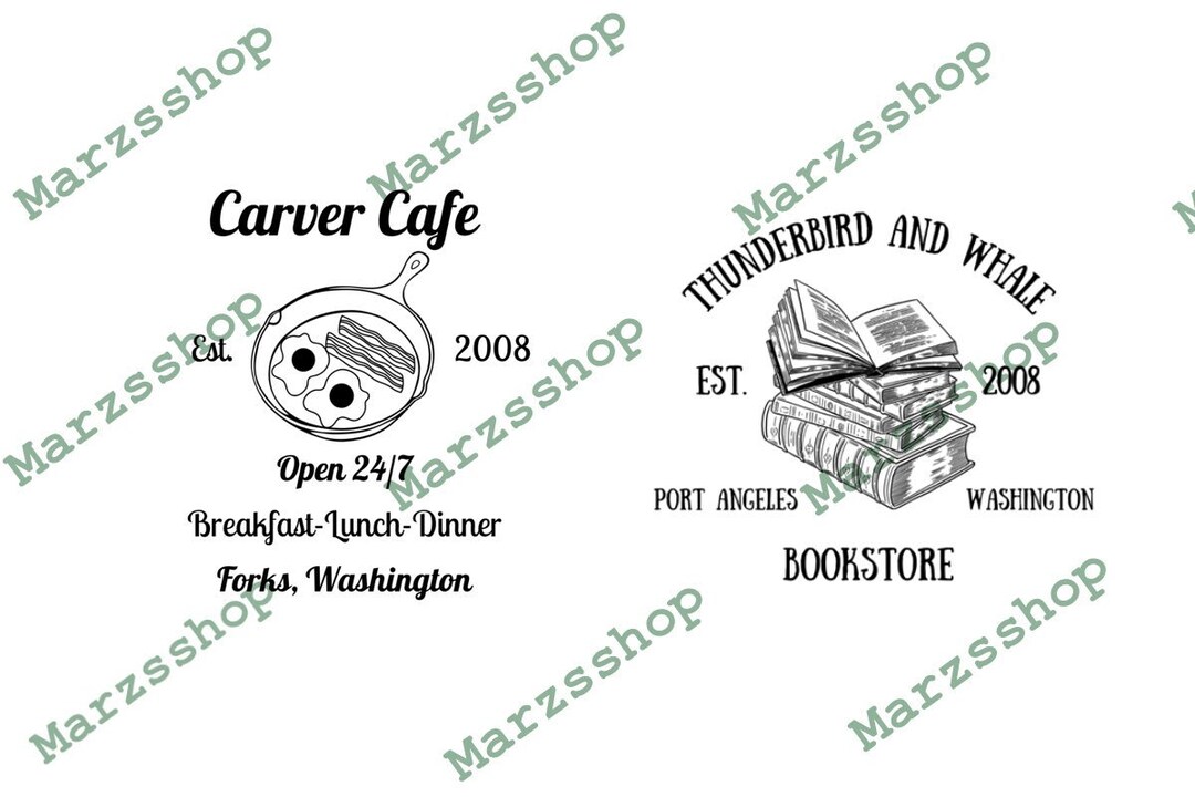 2 Piece SVG and PNG Bundle Forks Washington Inspired, Carver Cafe Svg