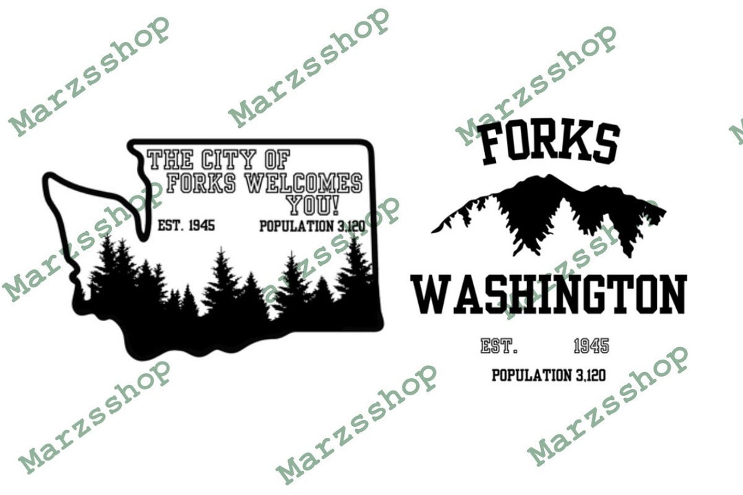2 Piece SVG and PNG Bundle Forks Washington Inspired City of Etsy