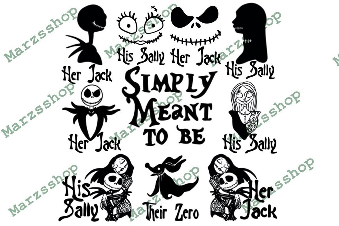 10 Piece SVG and PNG Bundle Jack and Sally Inspired, His Sally Svg, Her Jack Svg, Zero Svg