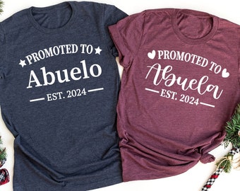 Abuela Abuelo Est 2024 Shirt, Promoted To Grandparent Shirt, Matching New Grandma Grandpa Shirts, Pregnancy Announcement Shirts