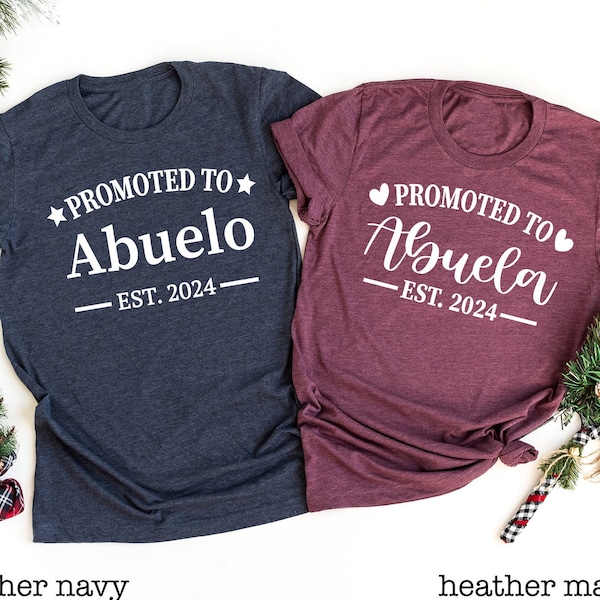 Abuela Abuelo Est 2024 Shirt, Promoted To Grandparent Shirt, Matching New Grandma Grandpa Shirts, Pregnancy Announcement Shirts