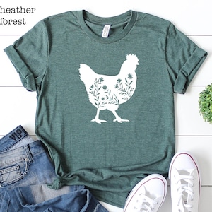 Floral Chicken Shirt, Chicken T-Shirt, Farm Shirt, Chicken Lover Shirt, Women's Chicken Shirt, Farm Tees, Hen Shirt, Womens Fall Shirt