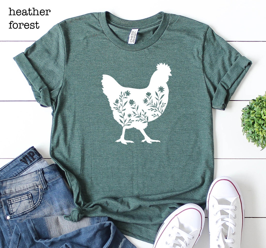 Floral Chicken Shirt, Chicken Tshirt, Farm Shirt, Chicken Lover Shirt
