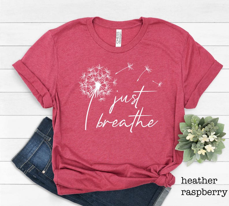 Camiseta "Just Breathe Dandelion", camiseta de meditación y yoga imagen 3