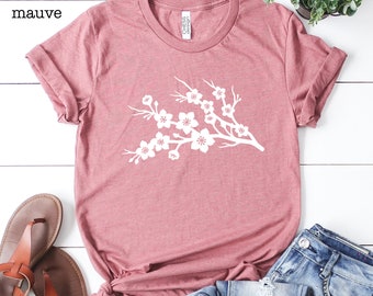 Cherry Blossom Shirt, Wild Flower Shirt, Women's Summer Shirt, Spring Shirt, Botanical Shirt, Garden Shirt, Gift For Nature Lover, Plant Tee