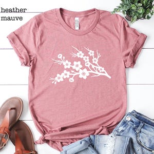 Cherry Blossom Shirt, Wild Flower Shirt, Women&#39;s Summer Shirt, Spring Shirt, Botanical Shirt, Garden Shirt, Gift For Nature Lover, Plant Tee