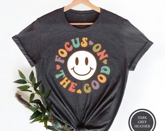 Retro Smiley Face T-Shirt, Positive Vibes Tee