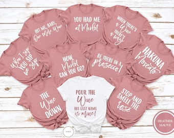 Winery Bachelorette Party Shirts, Bride and Group Wine Tasting Tees