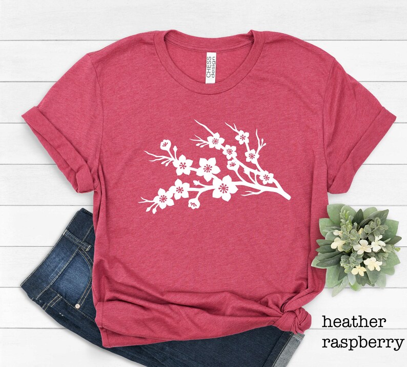 Cherry Blossom Shirt, Floral Botanical Tee, Nature Lover Gift image 3
