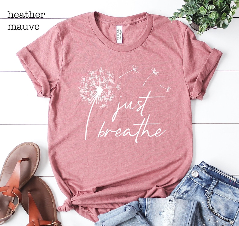 Camiseta "Just Breathe Dandelion", camiseta de meditación y yoga imagen 2