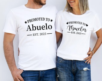 Abuela Abuelo Est 2025 Shirt, Promoted To Grandparent Shirt, Matching New Grandma Grandpa Shirts, Pregnancy Announcement Shirts