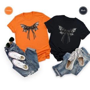 Bowtie Bat Shirt, Cute Bat Halloween Shirt, Coquette Bat Tshirt, Halloween Gift, Halloween Bat T-Shirt, Cute Spooky Shirts