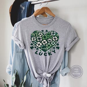Lucky Heart St Patricks Day Shirt, Shamrock Irish T-Shirt, Saint Patricks Day Shirt Tops for Women, Clover Shirt, Gift for Friend