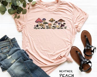 Aesthetic Mushroom T-Shirt, Cottagecore Botanical Tee