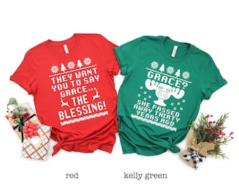 Christmas Vacation Grace And Blessing Shirt, Couple Christmas Shirts, National Lampoons, Funny Christmas Shirts, Matching Christmas Pajamas