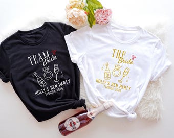 Bachelorette Party T-Shirts, Bride & Team, Hen Party Tees