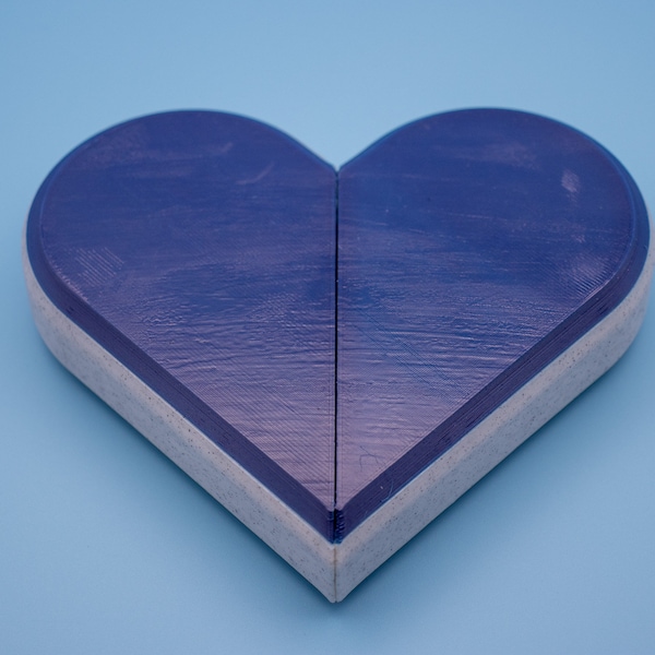 Lovely Puzzle Box Heart TO Oval "Marble" Sides