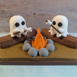 Ghost Campfire Scene with Marshmallows, Halloween Home Decor