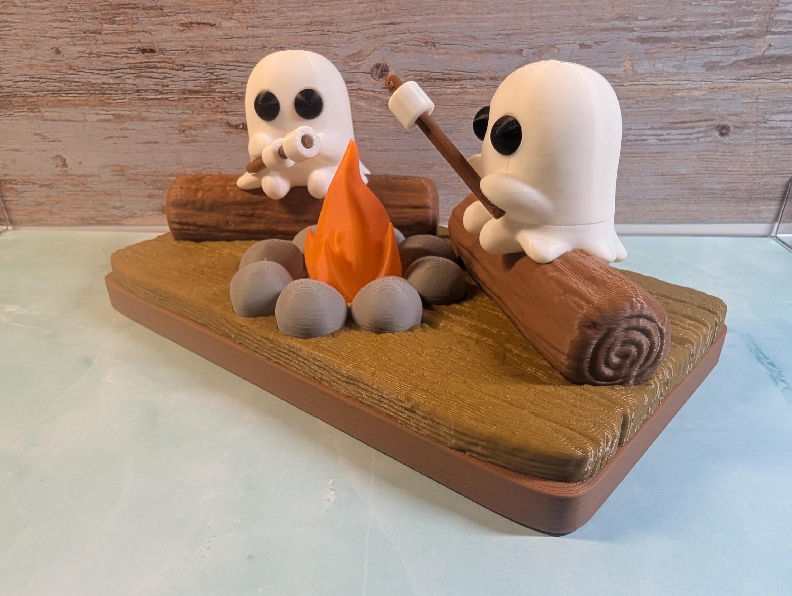 Ghost Campfire Scene with Marshmallows, Halloween Home Decor