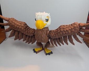 3D Printed Bald Eagle Statue: Patriotic Desk Decor, Bird Lover Gift