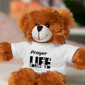 Prayer Life Stuffed Animals with Tee Panda, Lion, Bear, Bunny, Jaguar, and Sheep Lamb