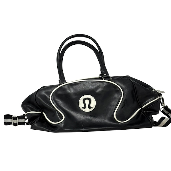 lululemon duffle bag with bows LULULEMON Black Gym Duffle Bag Vintage 90's Large Travel Multi Compartment  Strap