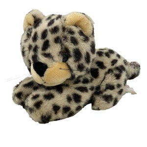 FIESTA Vintage 1989 Spotted Snow Leopard Cub 10&quot; Plush Tan Black Stuffed Animal