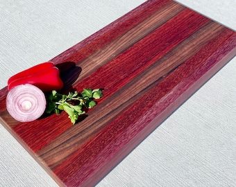 Handmade Exotic Wood Cutting Board: Rosewood, Padauk, Purple Heart Charcuterie