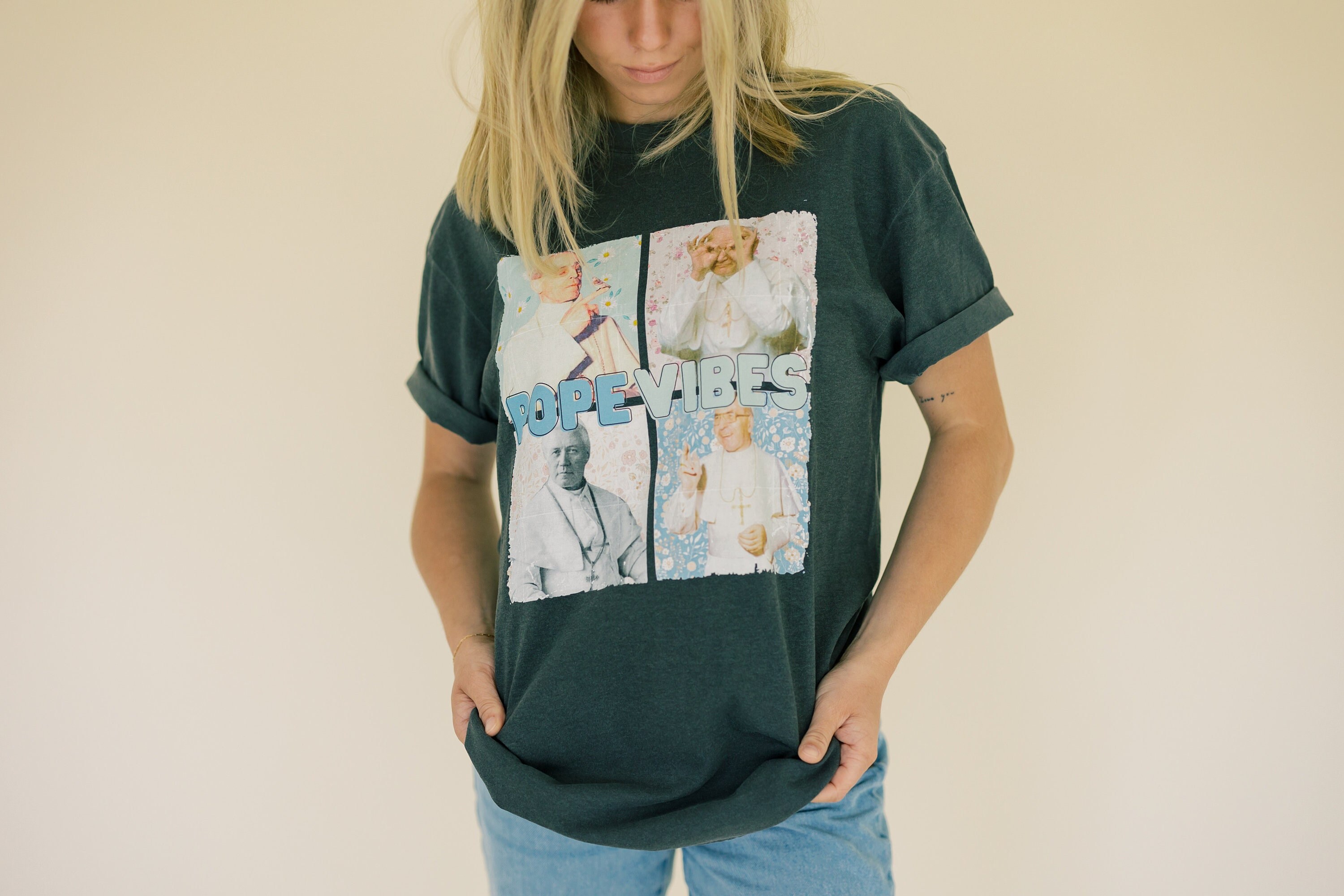 Pope Vibes T-shirt, Catholic Shirt, JPII Shirt, Catholic Apparel, Comfort Colors Shirt, Confirmation Gift, Catholic Tee, Saint Tee