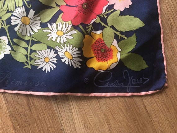 Cornelia James Navy Floral Silk Hand Stitched Squ… - image 2
