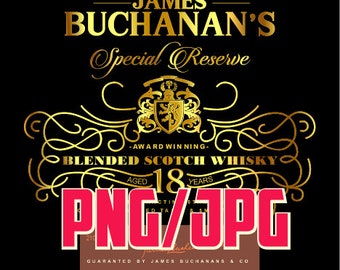 Buchanans Special Reserve Digital Label File in transparent PNG and JPG, for print, sublimate, cake, topper, etc, Just Buy It!
