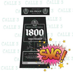 Tequila 1800 Black label, digital file, SVG, EPS, PNG, for cut, sublimate, I can personalize your file by changing any text or label colors