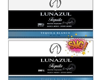 Tequila Luna Azul label files for bottle or cakes, gifts, 300dpi, SVG, JPG and PNG, print or sublimate, Download Now! Independence Day