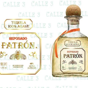 Tequila Patrón Reposado Digital Label fichier PNG, Buy It Now!, Transparent File, idéal pour l’impression et la découpe. Meilleur cadeau pour la fête des mères !