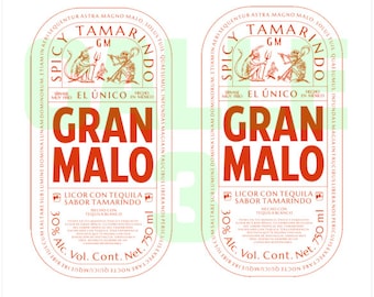 Tequila Gran Malo, digital label for 20 Oz Tumbler and single, PNG file for 20 Oz tumbler and others