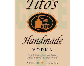 Vodka Tito's label digital file in JPG single and for 20 Oz Skinny Straight Tumbler wrap, very high quality file, download now!