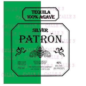 Digital Tequila Patron Label in SVG, all curves, layers, to sublimate or cut vinyl, high definition, cricut, cameo, FONT INCLUDED!
